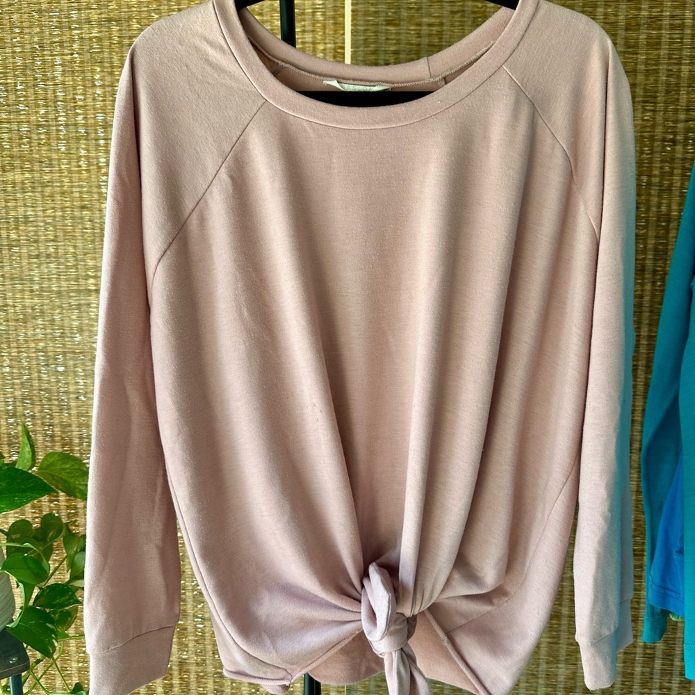 Nordstrom Caslon Light Ballet Pink Tie-Front Sweatshirt